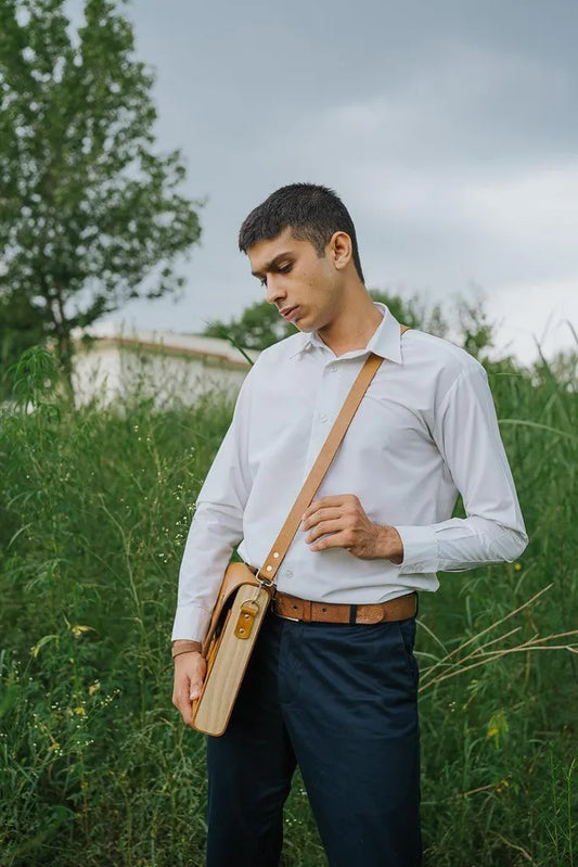 Epitome - Veg Tan Leather Satchel Bag (Unisex)