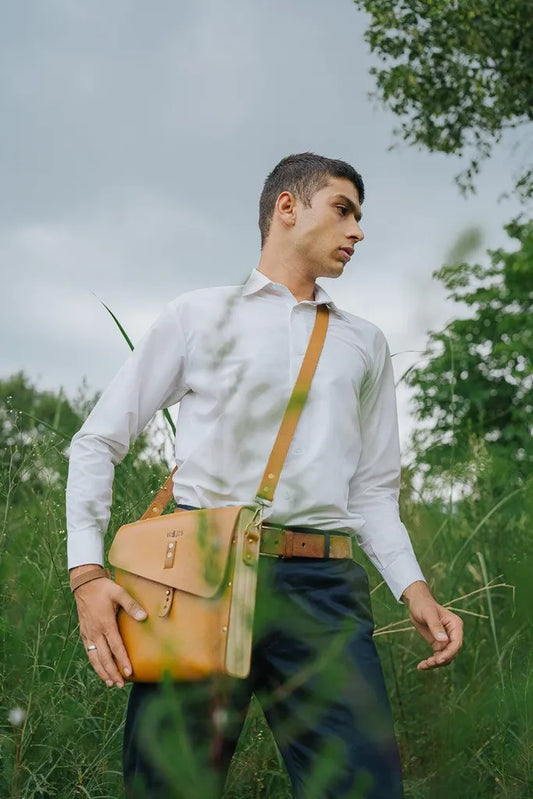 Epitome - Veg Tan Leather Satchel Bag (Unisex)