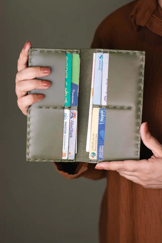 The Volonté – Olive Green Leather Long Wallet for women