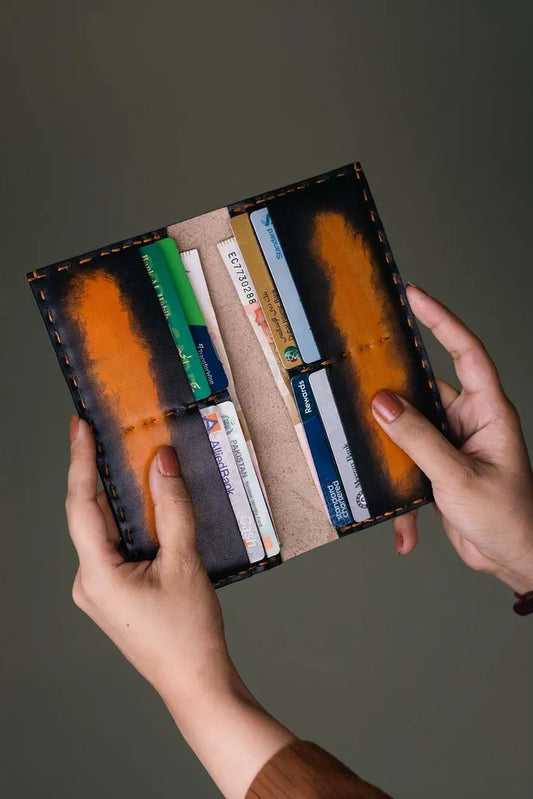 The Jules - Hand-Dyed Patina Leather Long Wallet for women