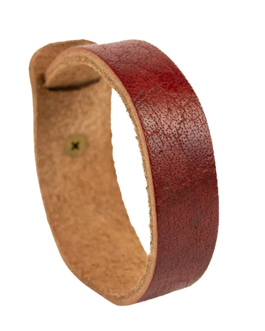 Blaire - Rugged Burgundy Leather Bracelet (Unisex)