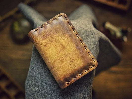 The Aura – Patina Mustard Vegetable Tan - Smart Wallet
