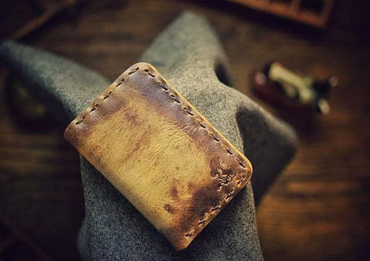 The Aura – Patina Mustard Vegetable Tan - Smart Wallet