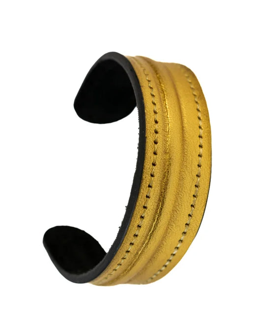 The Grit - Shimmer Gold Ladies Leather Cuff Bracelet