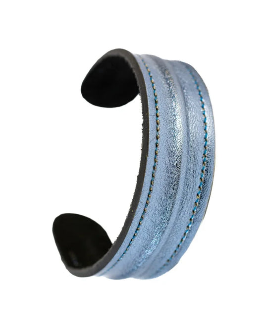 The Grit - Shimmer Sky Blue Ladies Leather Cuff Bracelet