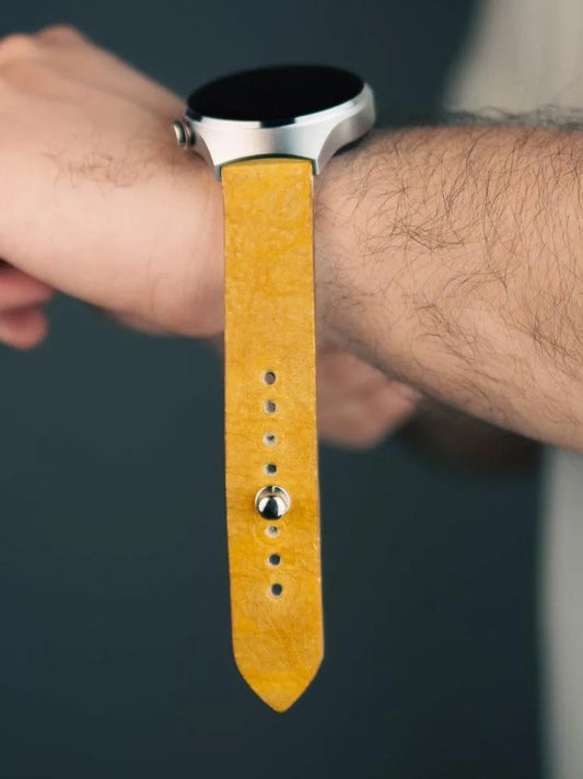 Mustard Yellow Leather Watch Strap - Quick Release Pins - The Hermoso