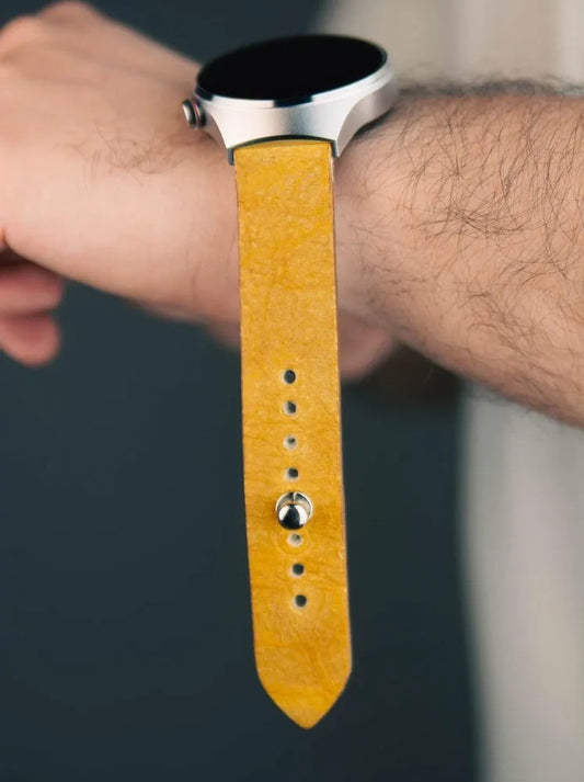 Mustard Yellow Leather Watch Strap - Quick Release Pins - The Hermoso