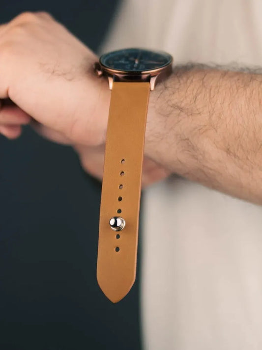 Bronze Leather Watch Strap - Quick Release Pins - The Hermoso