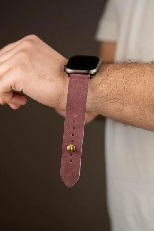 Burgundy Apple Watch Strap - Suede Leather Strap