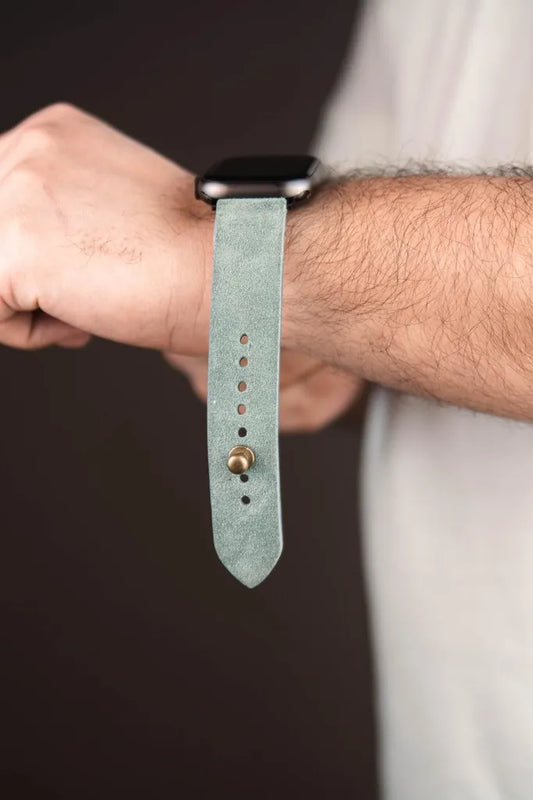 Sage Green Apple Watch Strap - Suede Leather Strap