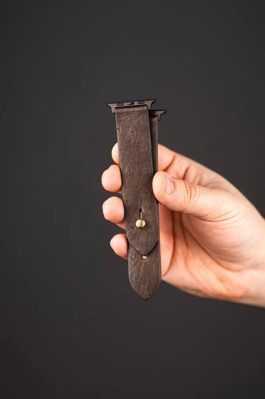 Chocolate Brown | Ostrich Apple Watch Strap - Pure Leather Strap