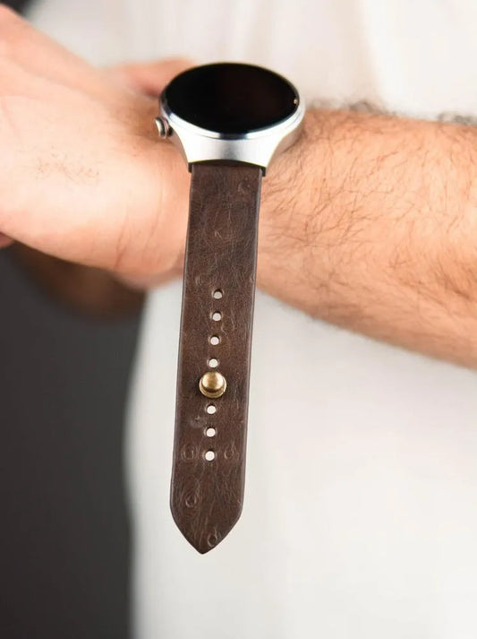 Chocolate Brown | Ostrich Leather Watch Strap - Quick Release Pins -The Hermoso