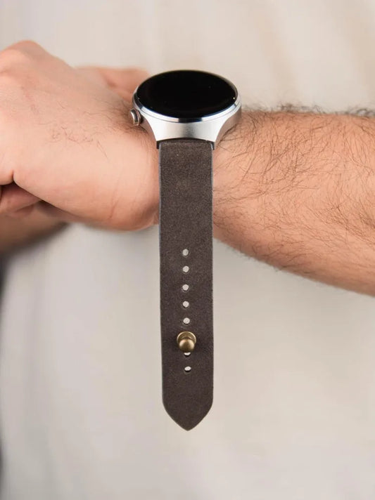 Dark Gray Suede Leather Watch Strap - Quick Release Pins - The Hermoso