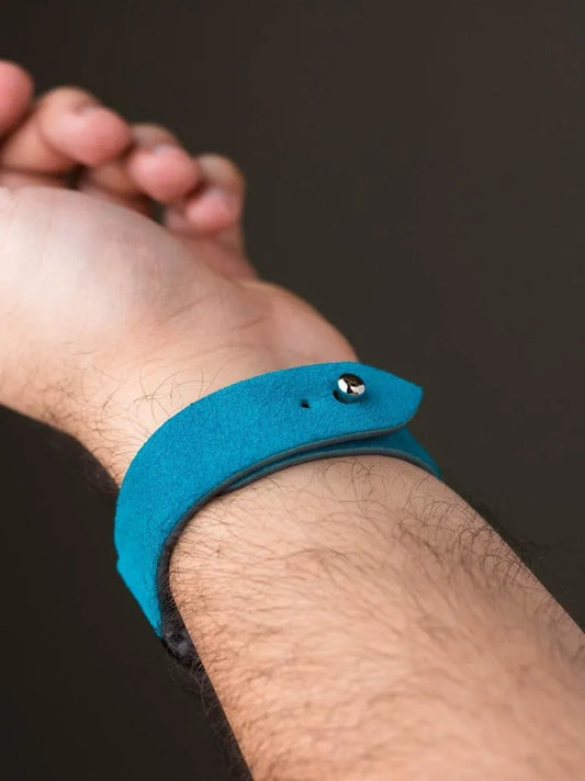 Cyan Blue Suede Leather Watch Strap - Quick Release Pins - The Hermoso
