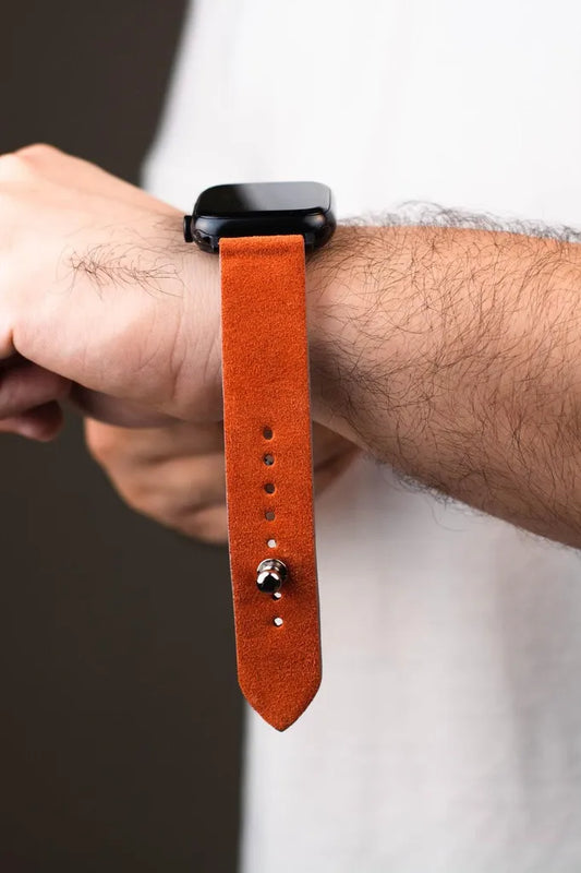International Orange Apple Watch Strap - Suede Leather Strap