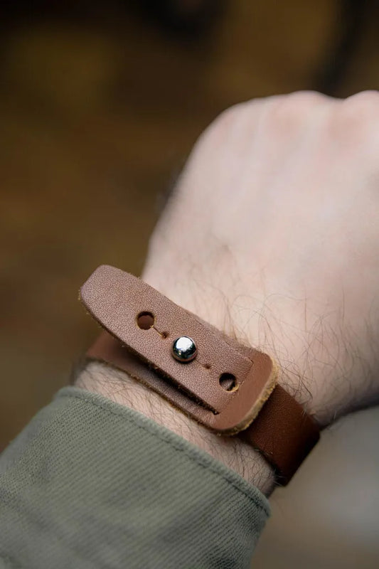 Blaire - Mid Brown Leather Bracelet (Unisex)