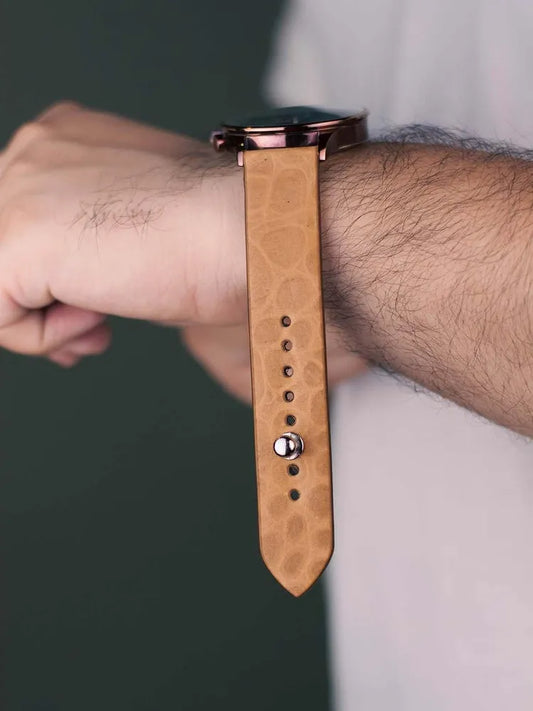 Veg-Tan Croc Leather Watch Strap - Quick Release Pins - The Hermoso