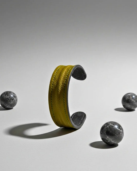 The Grit - Moss Olive - Kara Style Leather Bracelet / Leather Cuff