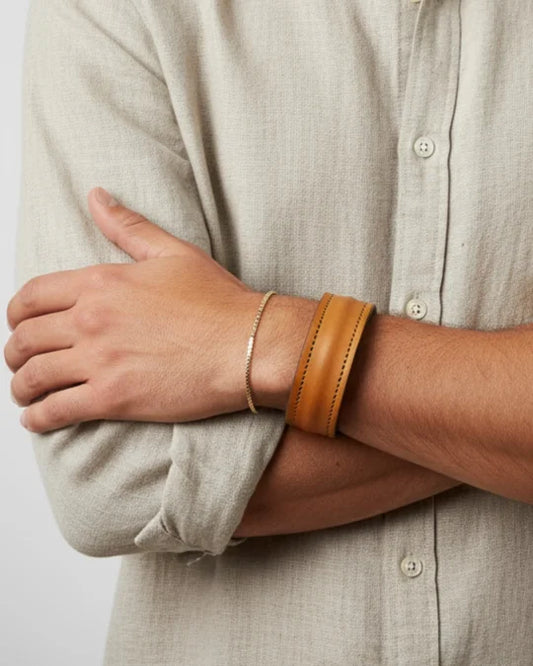 The Grit - Tan Brown - Kara Style Leather Bracelet / Leather Cuff