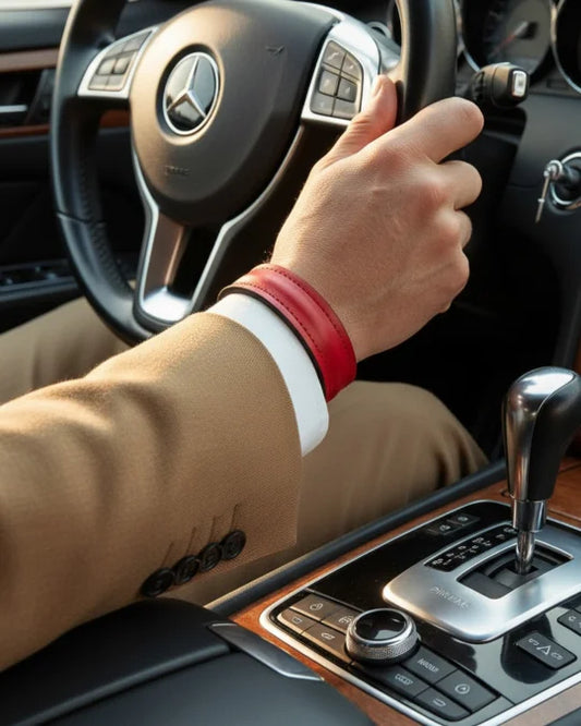 The Grit - Red - Kara Style Leather Bracelet / Leather Cuff