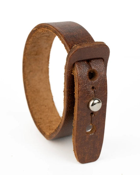 Blaire - Rugged Wood Brown Leather Bracelet (Unisex)