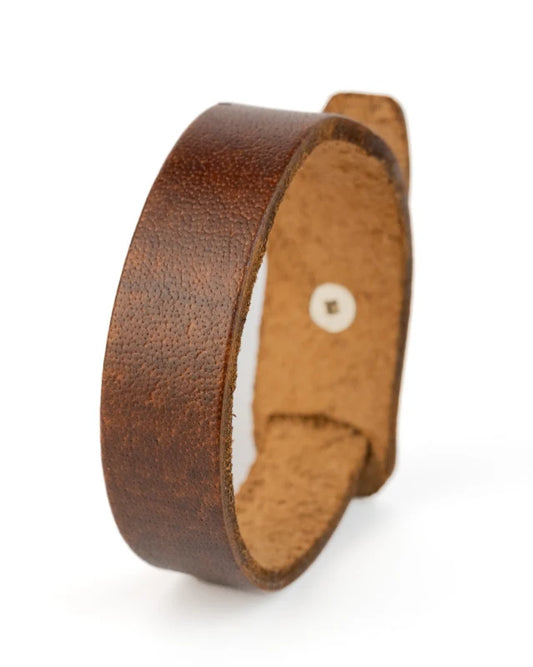 Blaire - Rugged Wood Brown Leather Bracelet (Unisex)
