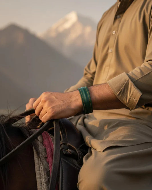 The Grit - Green - Kara Style Leather Bracelet / Leather Cuff