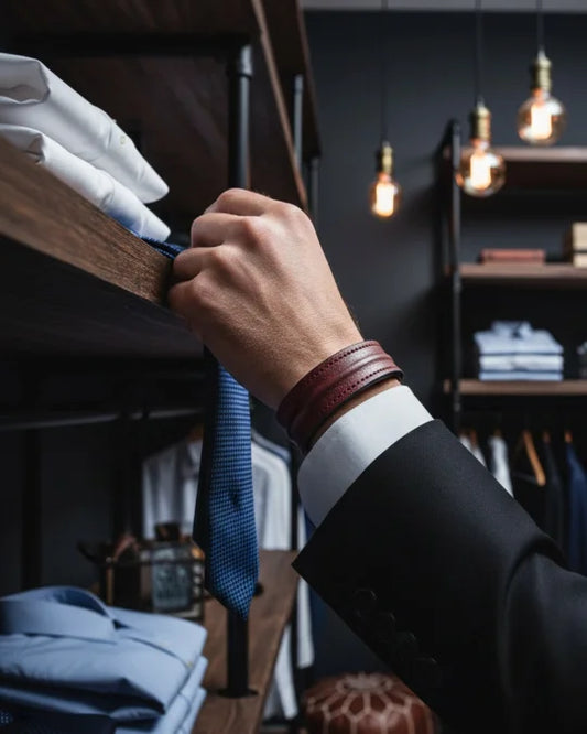 The Grit - Burgundy - Kara Style Leather Bracelet / Leather Cuff