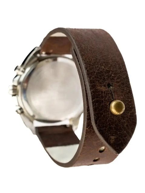 Vintage Brown Leather Watch Strap - Quick Release Pins - The Hermoso