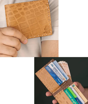 The Elegancia - Veg-Tan Croc Leather Bi-Fold Wallet