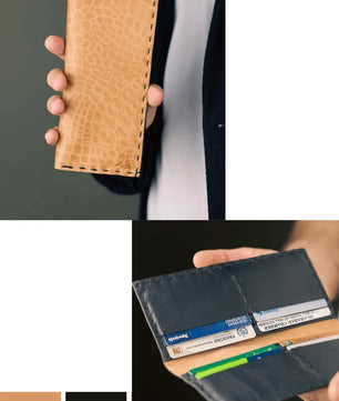 The Volonté – Veg-Tan Croc Leather Long Wallet (Black Inside)