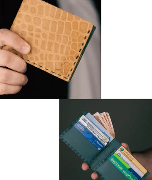 The Elegancia - Veg-Tan Croc Leather Bi-Fold Wallet