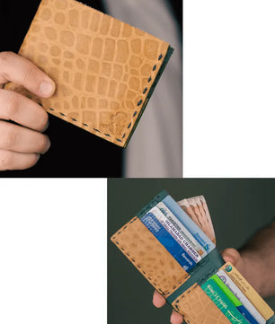 The Elegancia - Veg-Tan Croc Leather Bi-Fold Wallet
