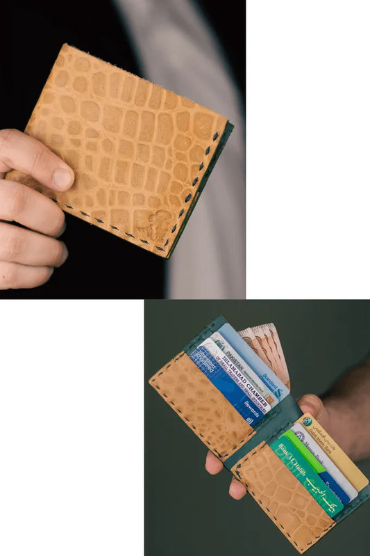 The Elegancia - Veg-Tan Croc Leather Bi-Fold Wallet