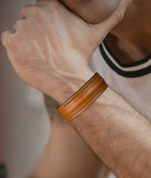 The Grit - Tan Brown - Kara Style Leather Bracelet / Leather Cuff