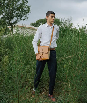 Epitome - Veg Tan Leather Satchel Bag (Unisex)