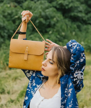 Voguish - Veg Tan Leather Handbag for Ladies