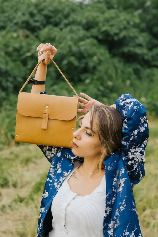 Voguish - Veg Tan Leather Handbag for Ladies