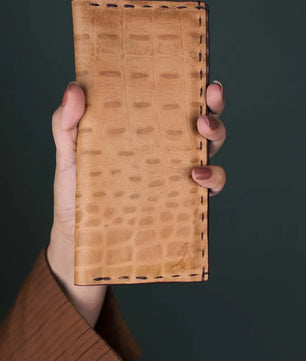 The Volonté – Veg-Tan Croc Leather Long Wallet for women