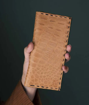 The Volonté – Veg-Tan Croc Leather Long Wallet for women