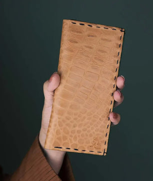 The Volonté – Veg-Tan Croc Leather Long Wallet for women