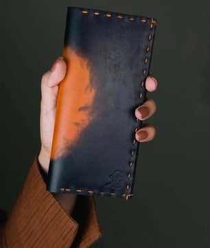 The Jules - Hand-Dyed Patina Leather Long Wallet for women