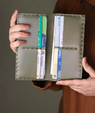 The Volonté – Olive Green Leather Long Wallet for women