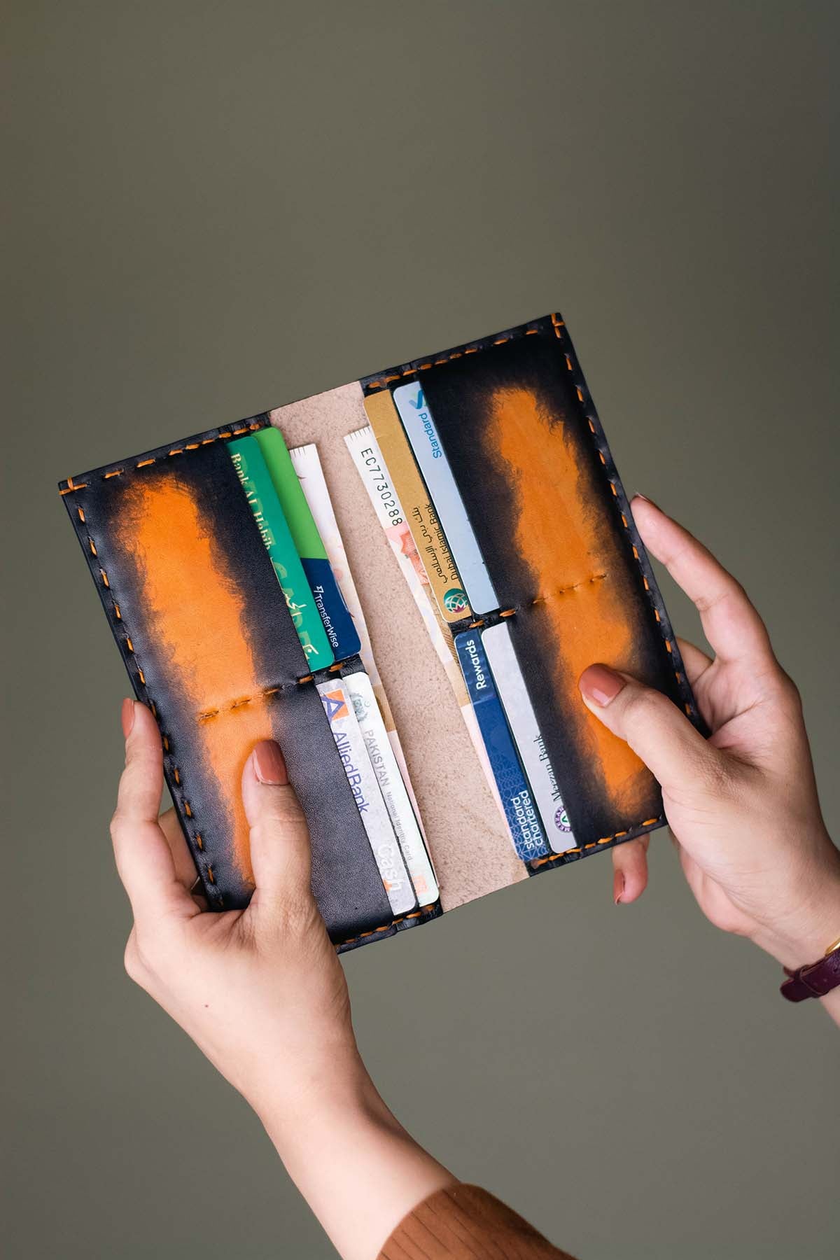 The Jules - Hand-Dyed Patina Leather Long Wallet for women