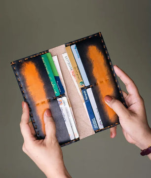 The Jules - Hand-Dyed Patina Leather Long Wallet for women