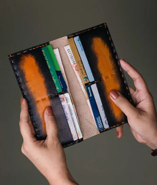 The Jules - Hand-Dyed Patina Leather Long Wallet for women