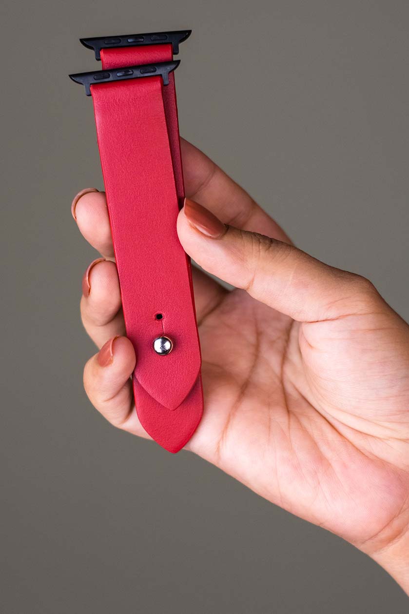 Red Leather Apple Watch Strap for women
