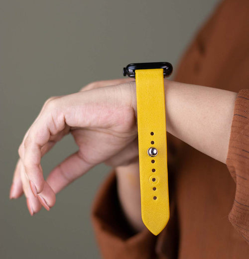 Yellow Leather Apple Watch Strap for women