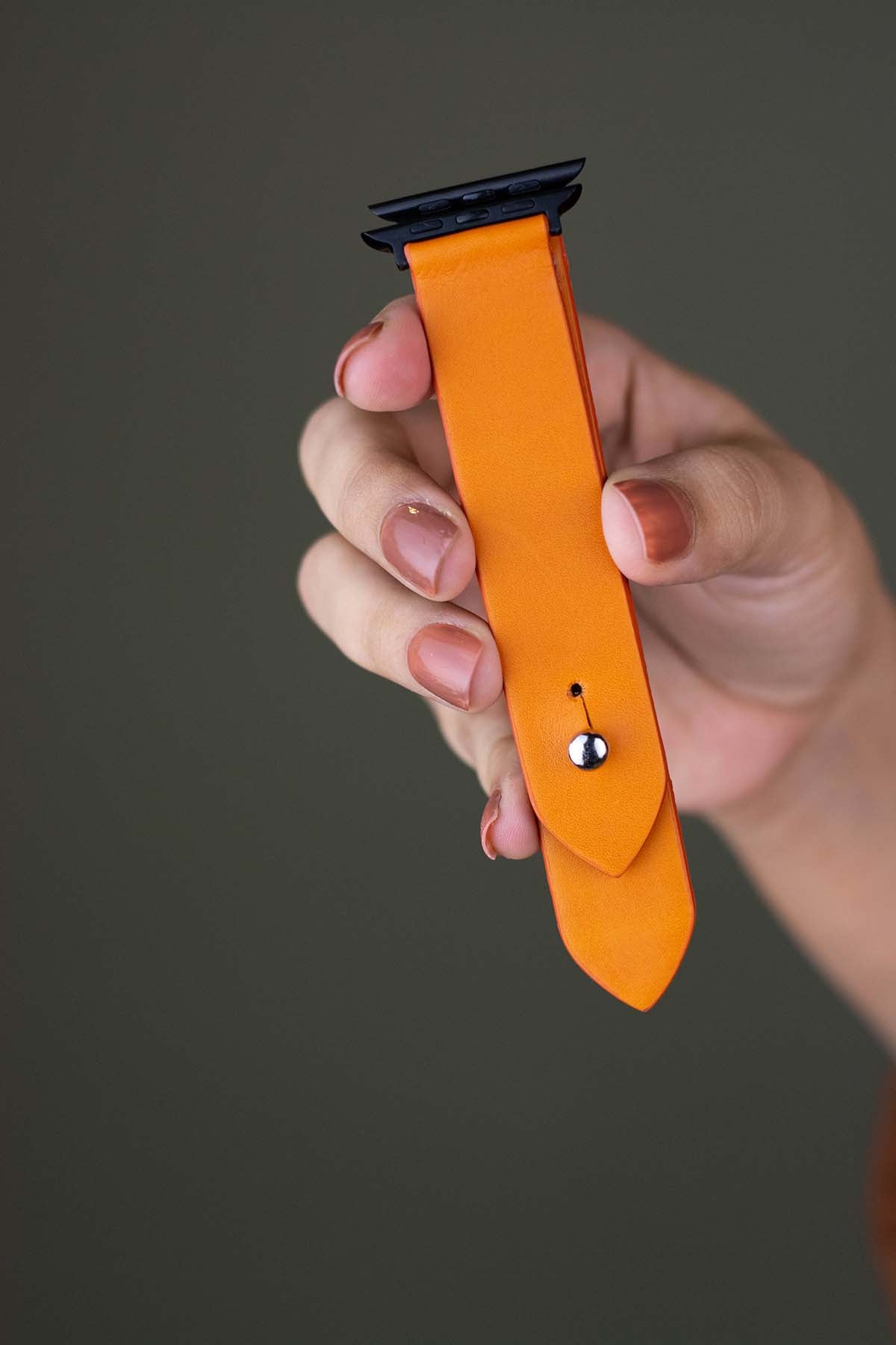 Orange Leather Apple Watch Strap for women