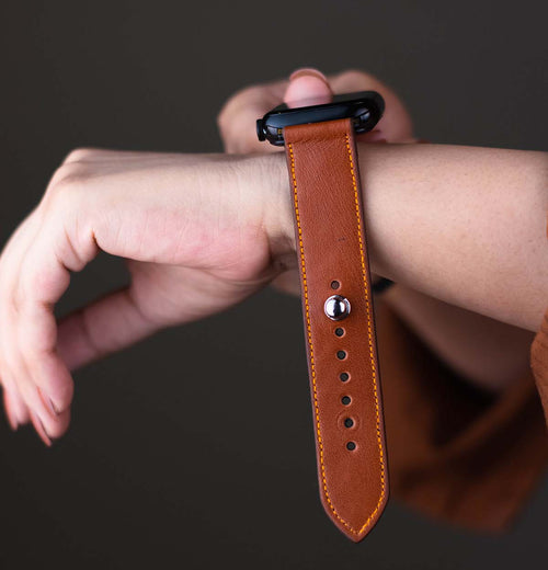 Burnt Sienna Leather Apple Watch Strap for Women